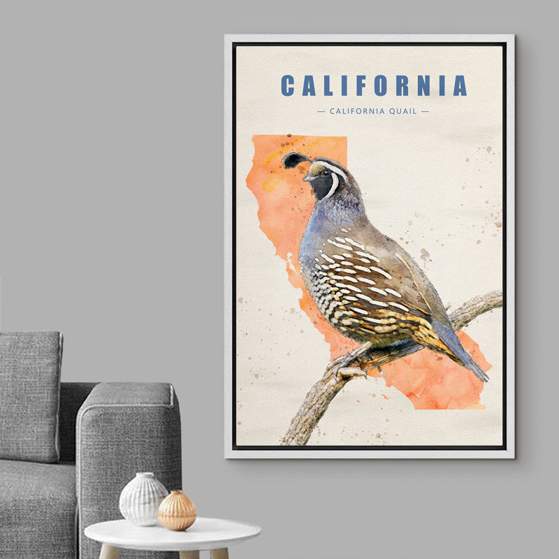 Oiseau caille bleu IDÉE4WALL, Blanc, H 36 po x l 24 po x P 1,5 po
