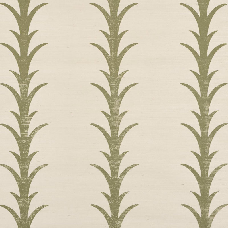Schumacher X Celerie Kemble Acanthus Stripe Sisal Wallpaper