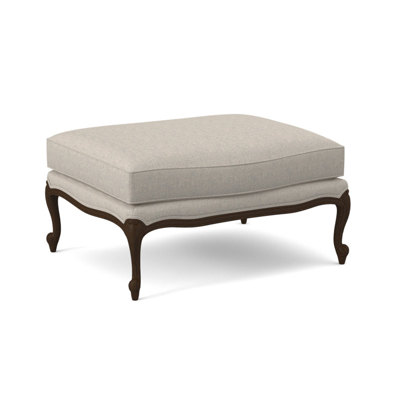 St. Helena Ottoman, Sunny Linen, American Walnut