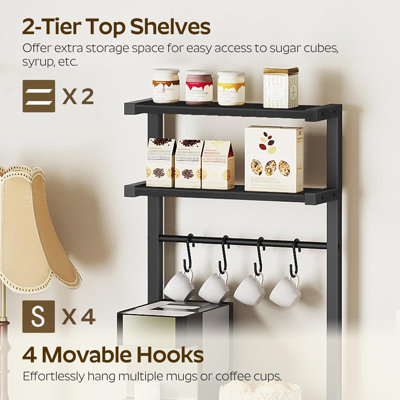 Bakers Rack, 5-Tier Coffee Bar Station, Coffee Stand with Pod Drawer Holder, Versatile Kitchen Storage Rack