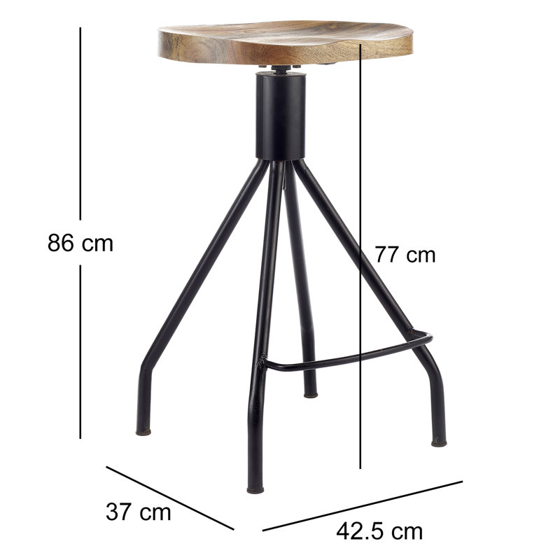 Atoll Swivel Adjustable Height Counter Stool with Metal Frame