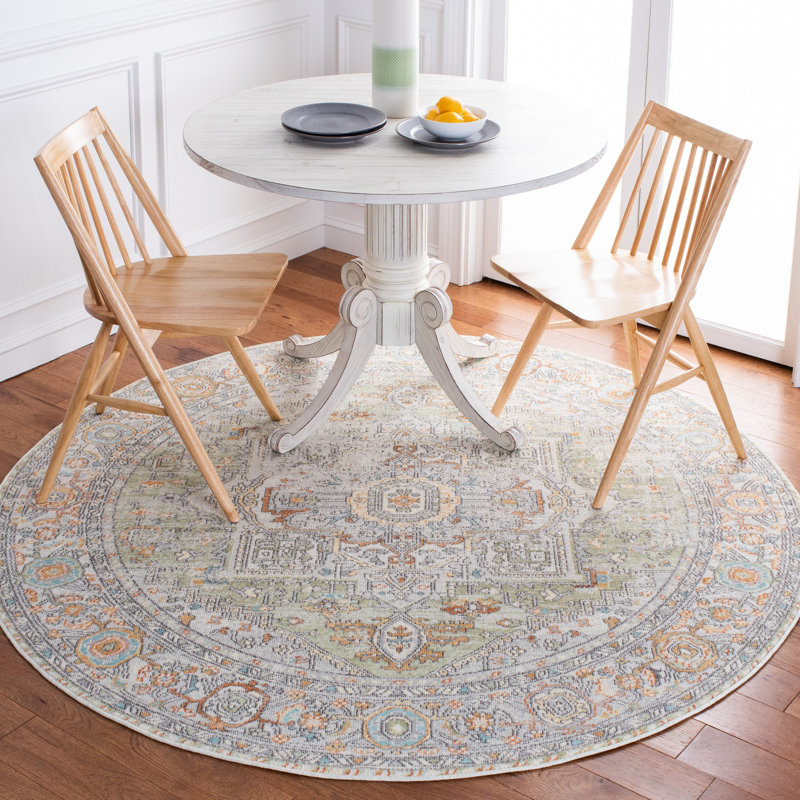Oriental Sage/Beige Area Rug, Round 6'7"