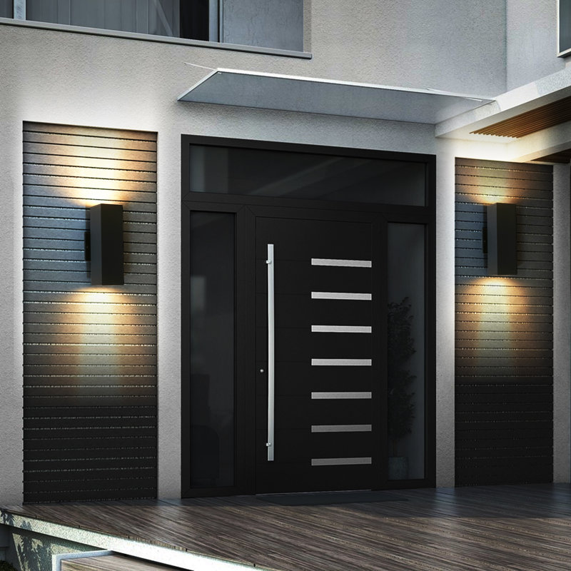 2-Light Black Modern Outdoor Wall Sconce