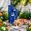Fontaine d'extérieur en céramique de 26 po de hauteur avec cascade d'eau de style bambou bleu avec texture feuille et libellule