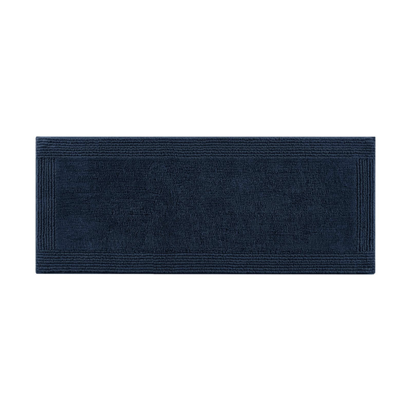 17X24" Navy 100% Cotton 3000 Gsm Reversible Bath Rug - , Feel, Bathroom Essential 1 Pcs Medium Pile, User, Navy