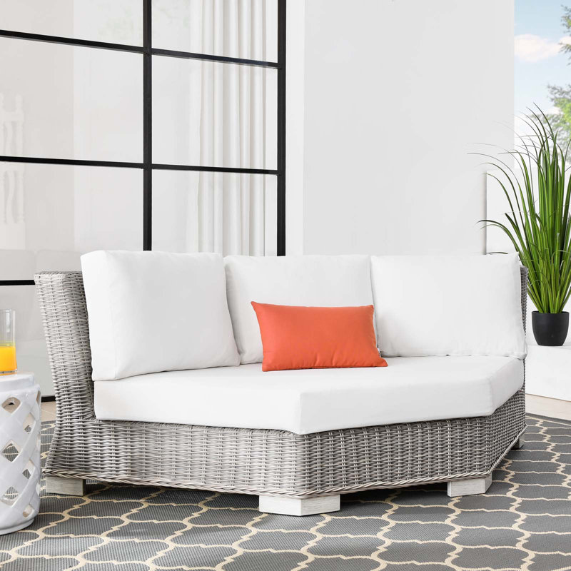 Chaise de coin d'extérieur Conway, Blanc