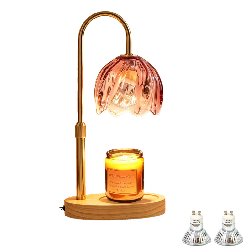 Flower Candle Warmer Lamp with Timer, Dimmable Adjustable Height Wax Melts Warmer,(Rose Red), Rose Red