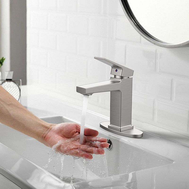 Single Handle Bathroom Faucet With Deck For 1 Or 3 Holes,Laundry Vanity Sink Faucet With Two 9/16" Hoses