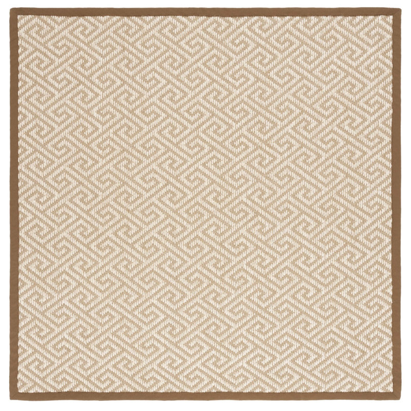 Jaquavion Sisal With Latex Geometric Rug, Square 6'