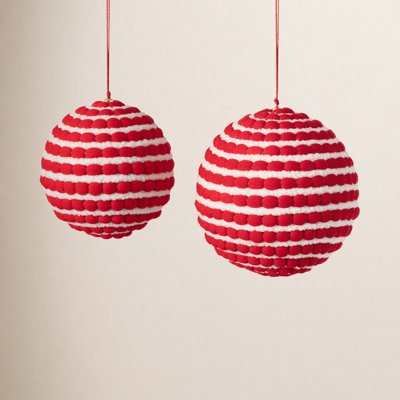 2 Piece Pompom Ball Ornament Set