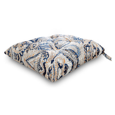 16-Inch Square Thick Tufted Indoor Chair Seat Cushions Pads With Ties (Set Of 2) by Bungalow Rose