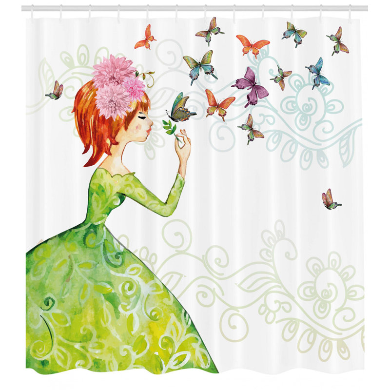 Ensemble de rideau de douche en forme de rideau pastel floral style house, H 84 po x l 69 po