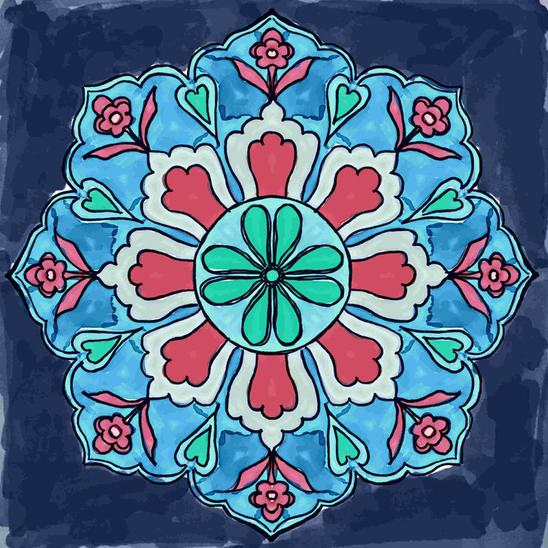 Médaillon de tuile aquarelle plus foncé, H 12 po x l 12 po