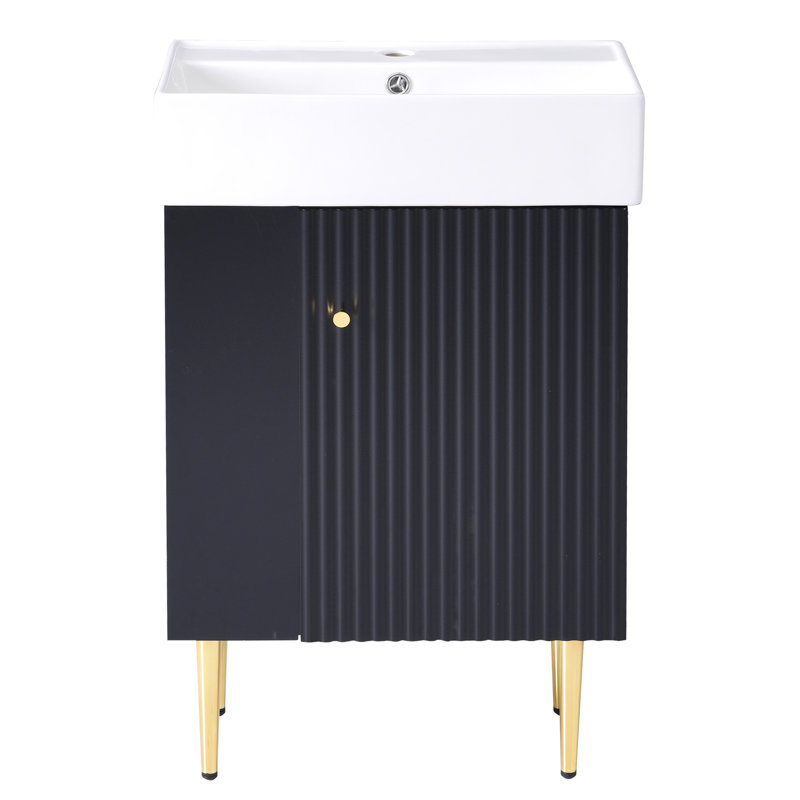 Meuble-lavabo élégant avec rangement abondant et design exquis, Noir, noir, noir, noir
