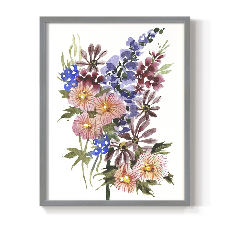 «Garden Bouquets III», reproduction encadrée - bois massif, H 11 po x l 9 po, Gris