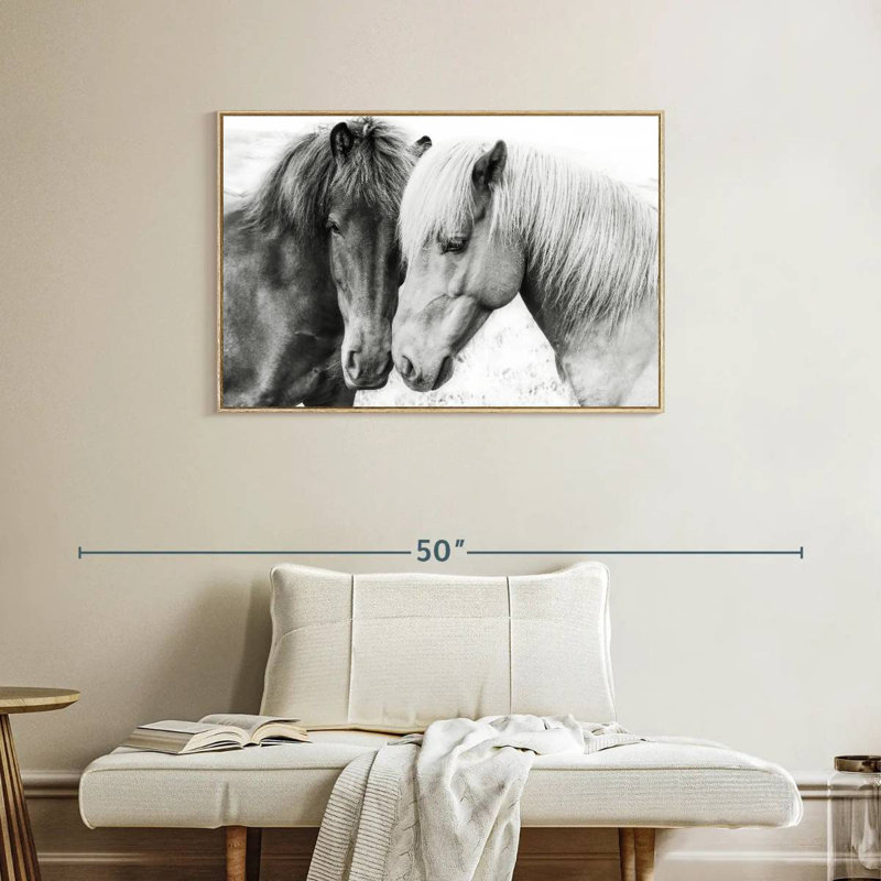 Sweet Horse Love, Cadre flottant en bois naturel, 37 po x 25 po