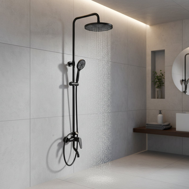 Wall Mount Pressure-Balanced Shower System, 10" Rainfall Shower Head