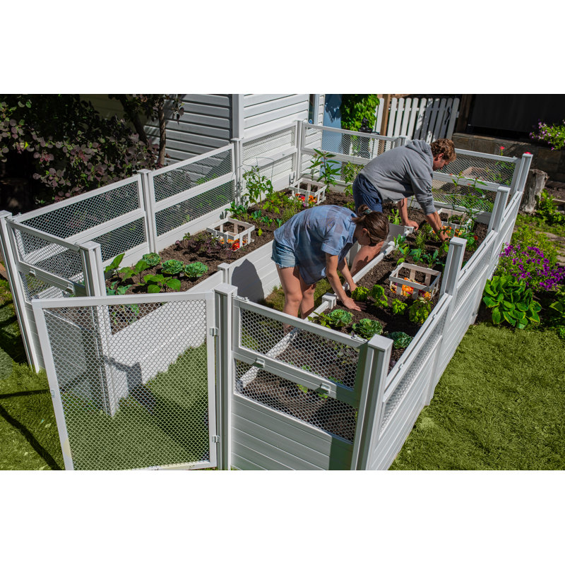 12 ft x 8 ft White Vinyl Keyhole Composting Garden Bed