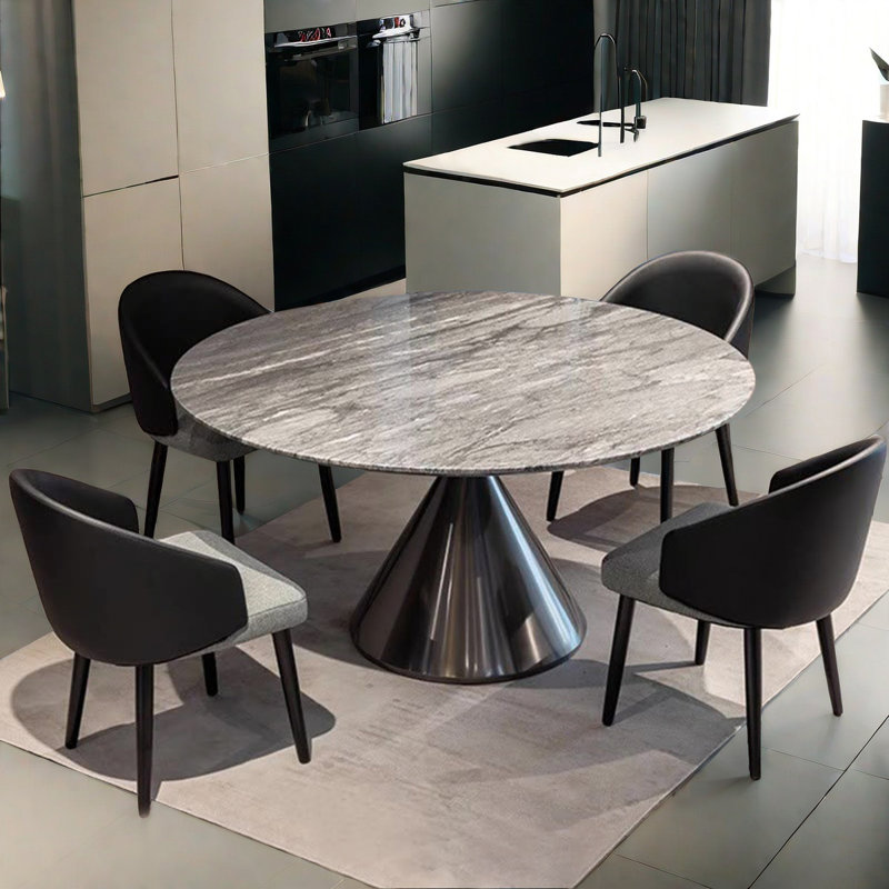 Modern Simple Round Marble Dining Table Sets, 29.5"H x 53.1"L x 53.1"W