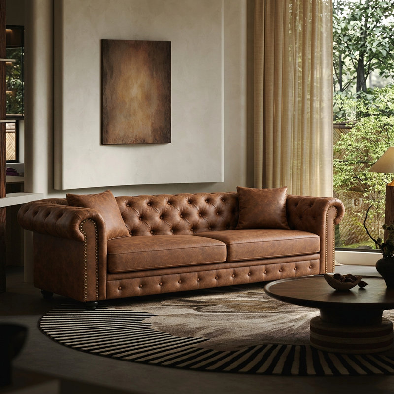 Canapé Chesterfield 85,5 po Air Leather, Brown