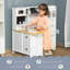 HOMCOM Toy Kitchen Wooden Kids Kitchen Realistic Refrigerator Sink White
