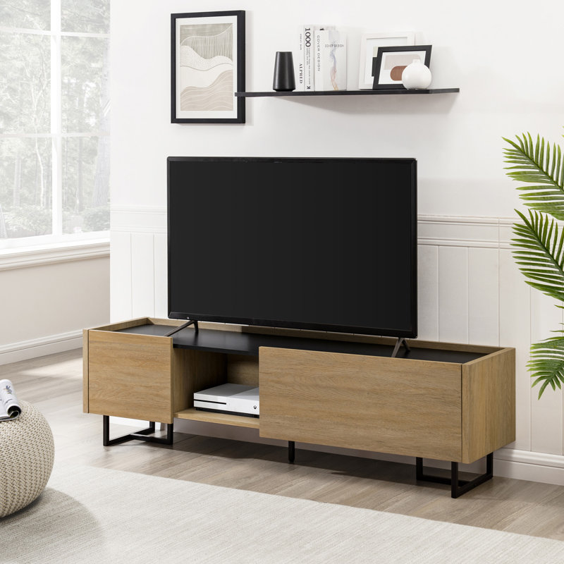 Arwin 63" Media Console with Cubby Storage for TVs up to 65", Coastal Oak