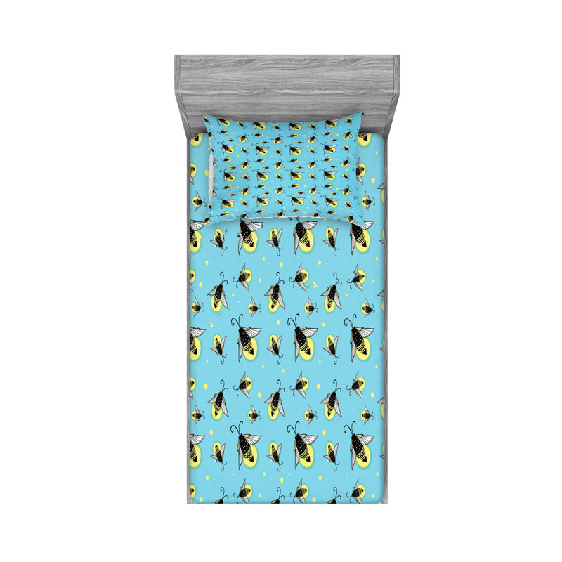 Microfiber Patterned Fitted Sheet, Twin Fitted Sheet with 1 Pillowcase