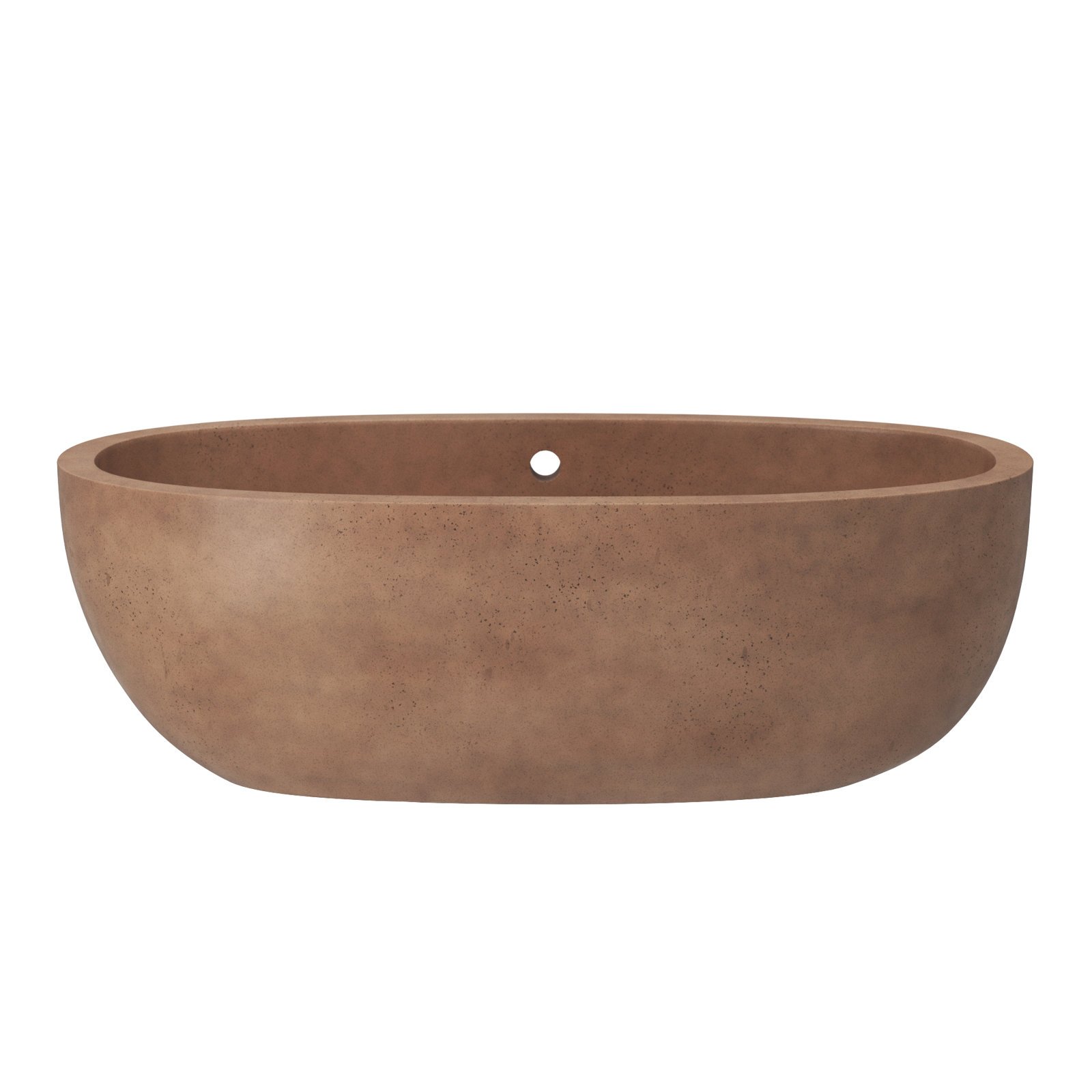 Avalon NativeStone Concrete Freestanding Oval Soaking Bathtub, 22" H x 36" W x 66" L, Terracotta