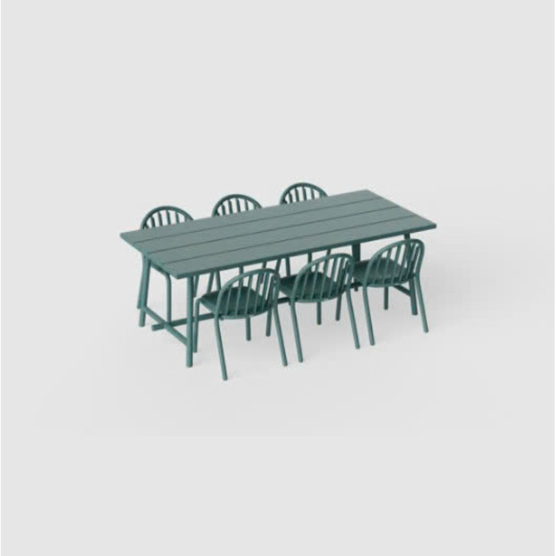Fred 7 Piece Dining Set, 29.9" H x 86.6" W x 39.4" D, Green, Dark Sage