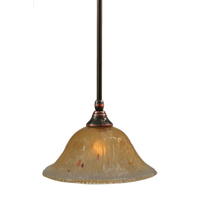 Stem Hung Mini Pendant With 10" Amber Crystal Glass