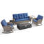 Ensemble de conversation d'extérieur en osier 5 pièces avec chaises berçantes et foyer séparé Esquer-2048616685-2048616686