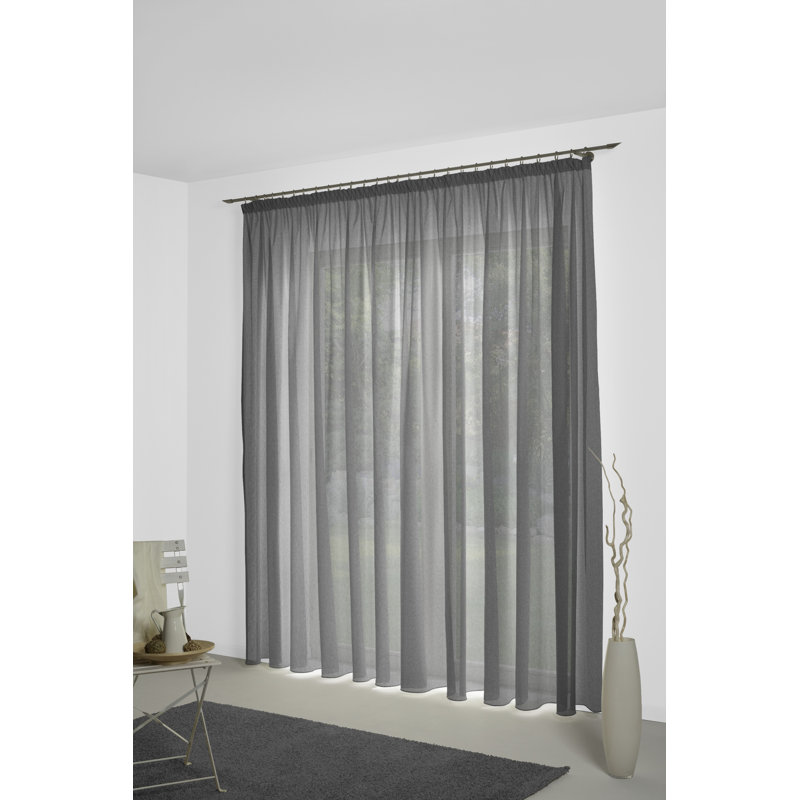 Sunday, multi -band scarf, semi -transparent, 142cm Width x 315cm Drop, Dark Grey