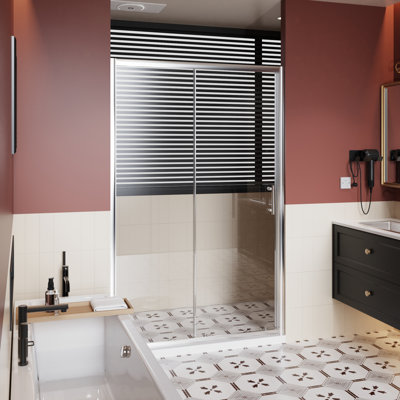Porte de douche simple coulissante, l 48 po, 72 H, verre trempé transparent de 1/5 po d'épaisseur, finition, cadre facile à nettoyer, surface de teinture en alliage d'aluminium à roulettes, installation réversible
