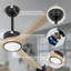 Ventilateurs de plafond en bois avec lumières et télécommande, ventilateur de plafond de 52 po, ventilateur de plafond moderne à lumière DEL de 22 W avec lumières, 3 pales en bois massif, 6 vitesses, moteur à courant continu réversible silencieux