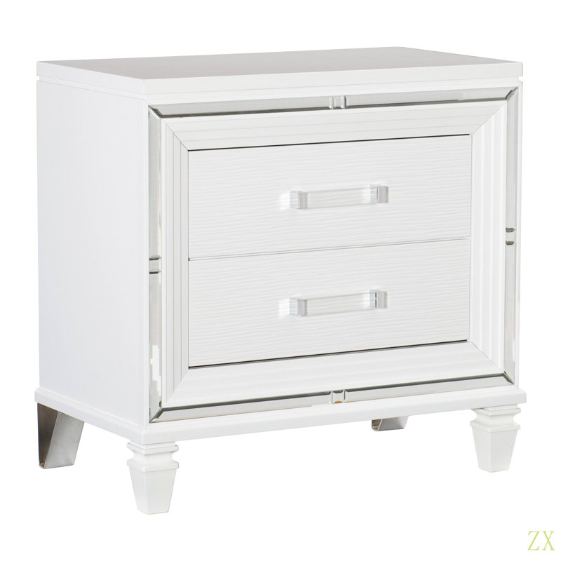 Glamour 1Pc Table de chevet de 2X tiroirs Barre en acrylique Mobilier de chambre à coucher élégant