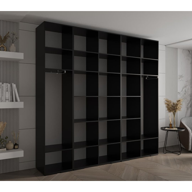 Rasab 5 Door Manufactured Wood Wardrobe, Matte Black