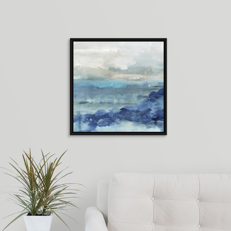 «Sea Swell I», peinture sur toile, Reproduction avec cadre flottant, H 11,7 po x l 11,7 po, Noir