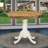Antique Modern Dining Table - a Round Kitchen Table Top with Pedestal Base, Linen White-987572134-987572159
