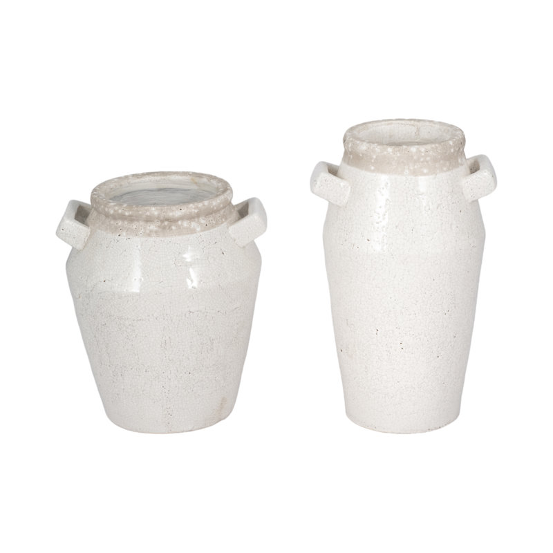 Handmade Ceramic/Porcelain Table Vase, Overall Height- 14" H, White