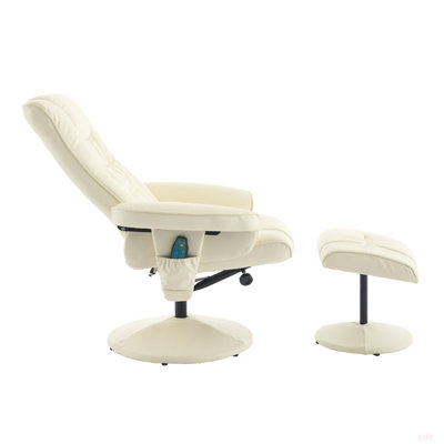 Fauteuil inclinable et pivotant à 360 ° en cuir de massage avec repose-pieds