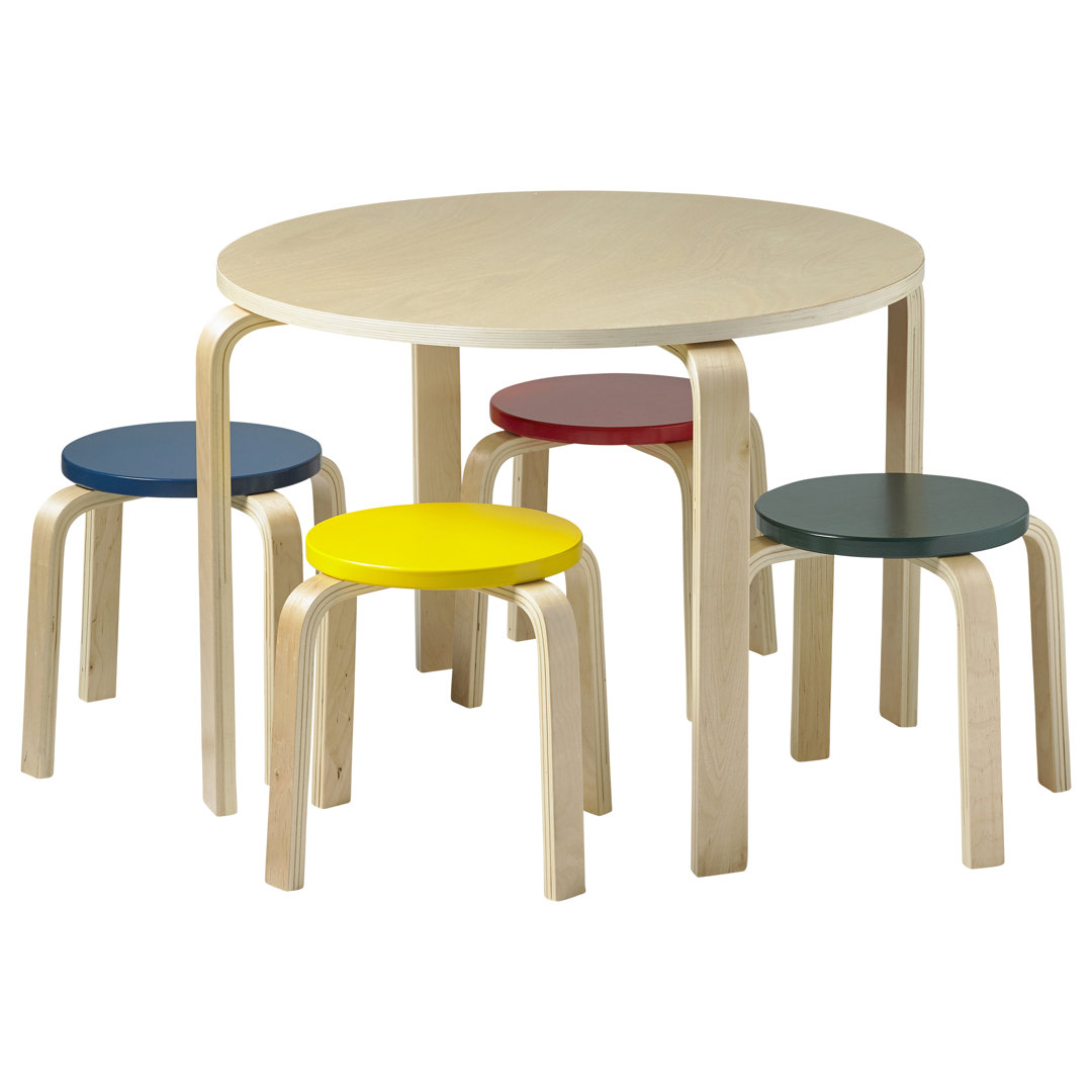 ECR4Kids Bentwood Round Table and Stool Set, Kids Furniture, 5-Piece ECR4Kids Color 