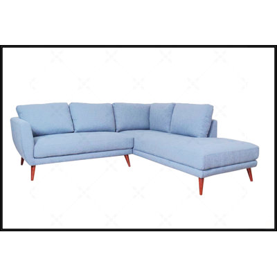 Casey Raf Sectional Sofa In Denim Blue, Perfect For Modern Comfort And Stylish Living Spaces