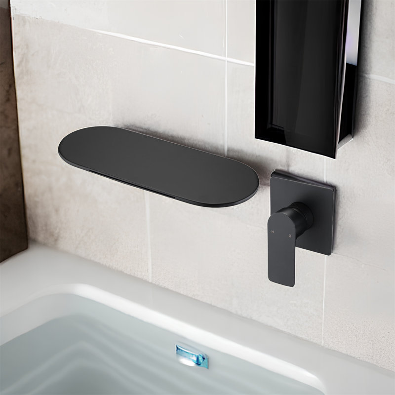 Robinet de salle de bain mural, Noir mat