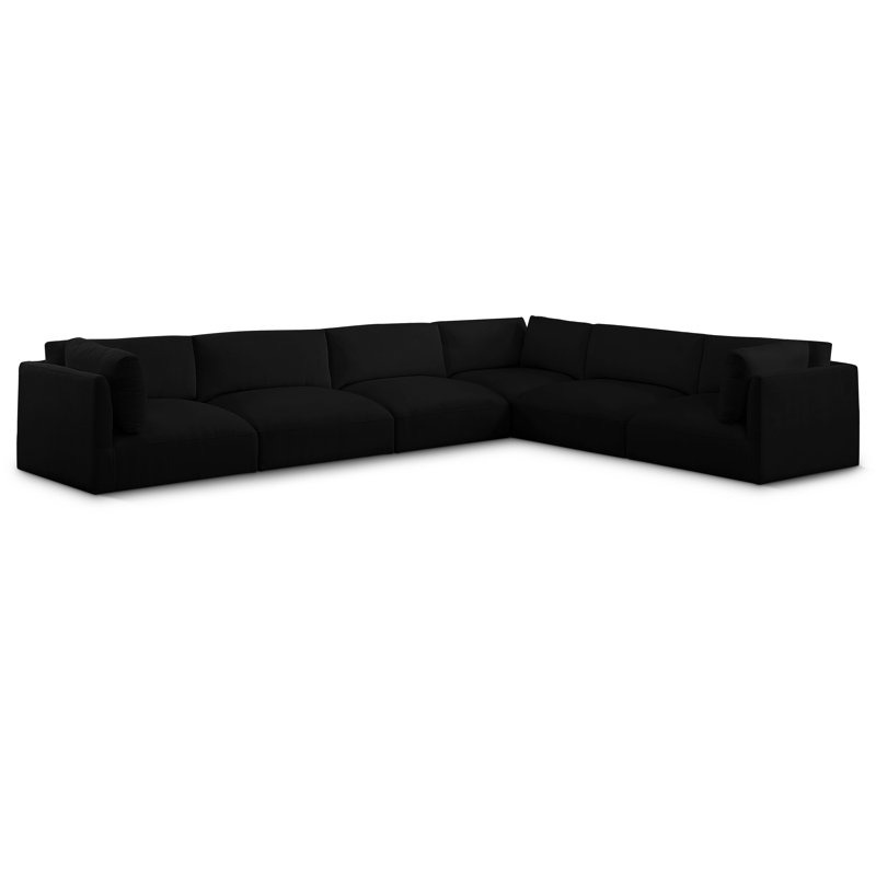 Ittai Upholstered U-Shaped Sectional Reversible, Black Polyester Fabric