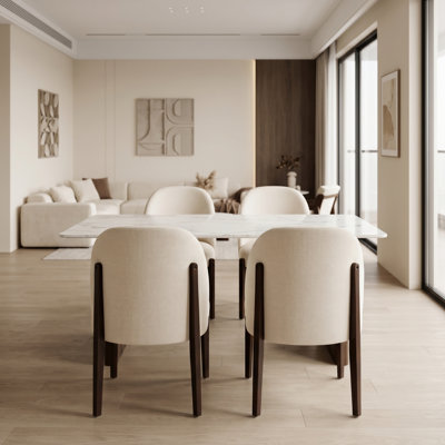 Wooden Dining Chairs, Modern Fabric Upholstered Dining Room Chair Kitchen Chairs, Farmhouse Dinner Chair for Kitchen Dining Room