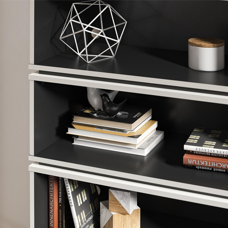 White and Black Adjustable Wood Display Storage Unit