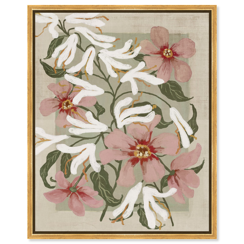 Periwinkle And Lily Print by Oliver Gal, 46" H x 37" W, Gold Floater Frame
