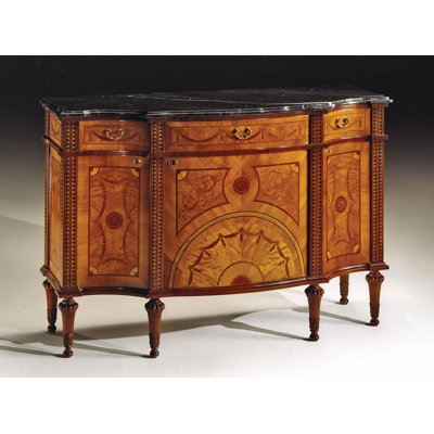 57" Wide 3 Drawer Mahogany Wood Sideboard