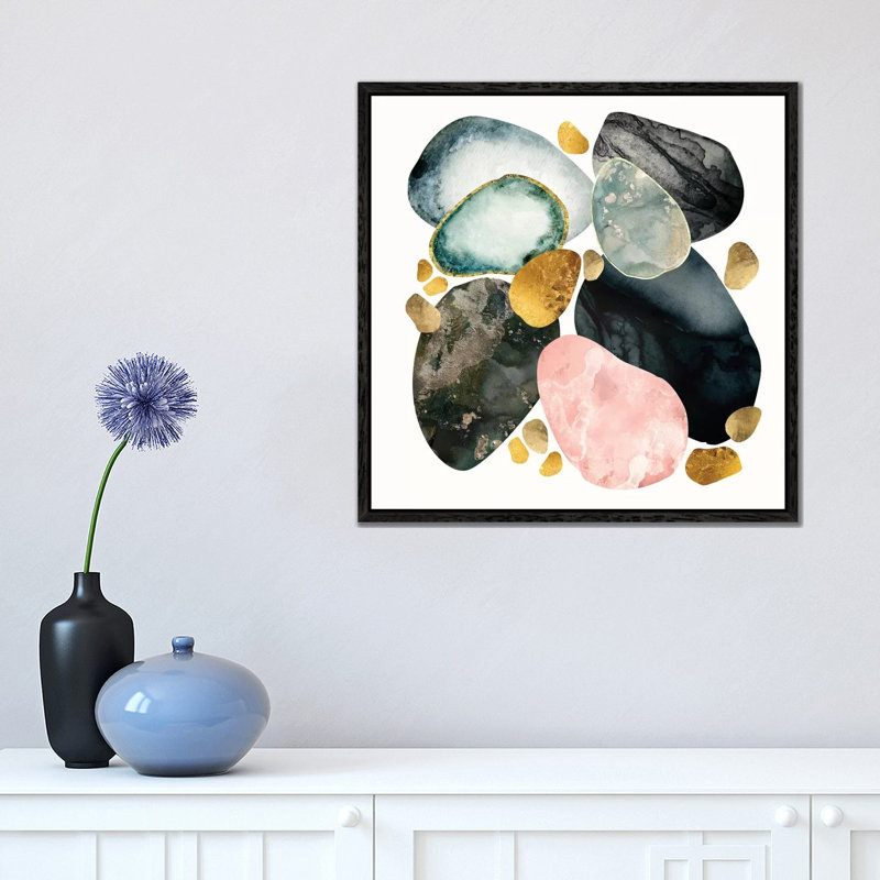 Pebble Abstract - Print on Canvas, 45.72 cm H x 45.72 cm W, Black Framed