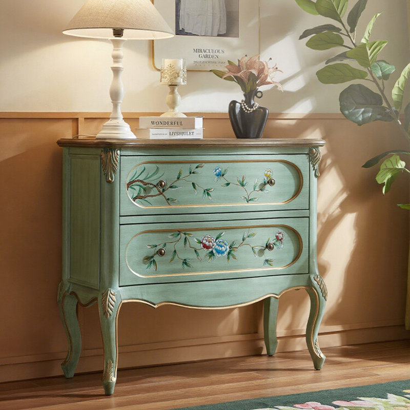 Console verte et bois manufacturé vert